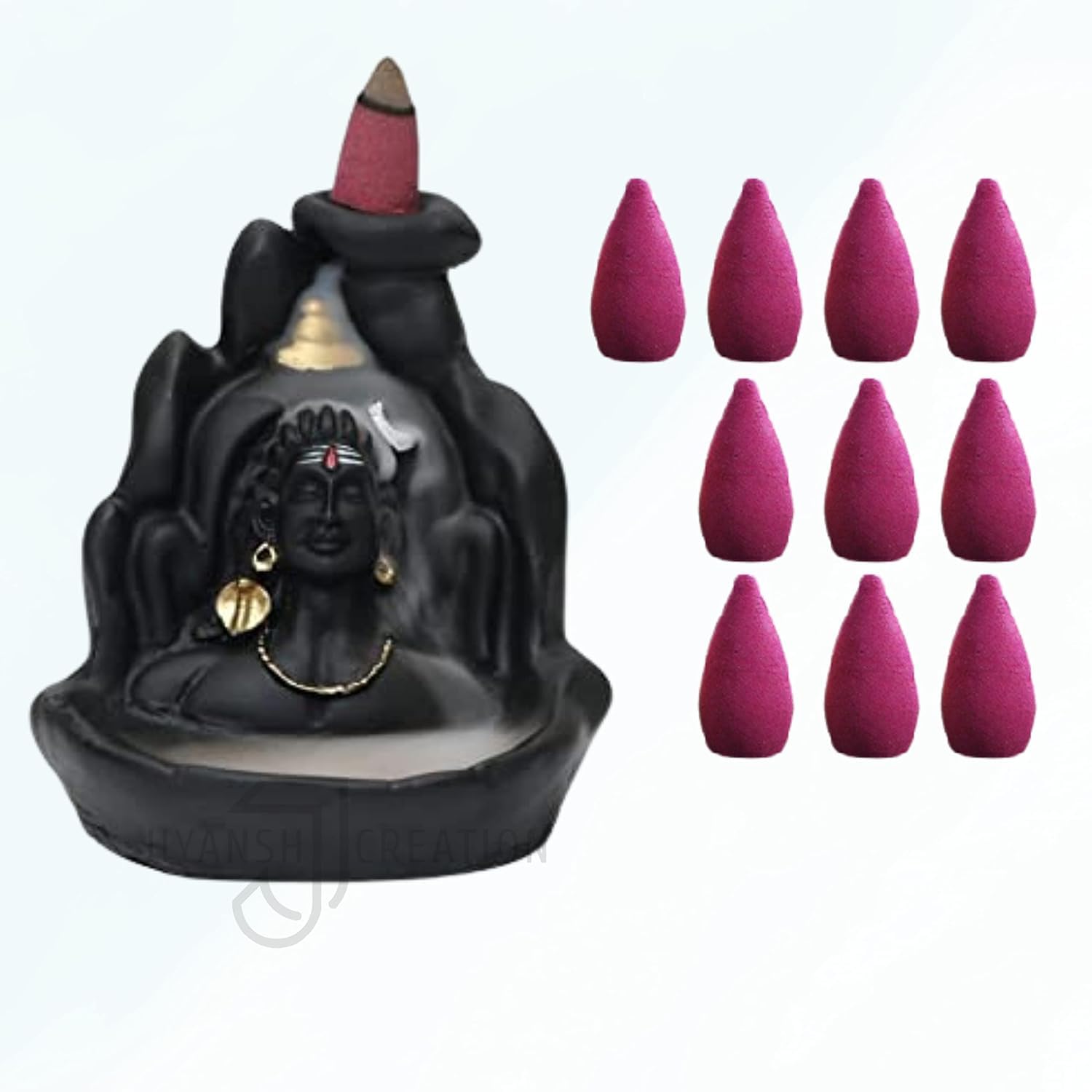 Lord Shiva Adiyogi Statue with 51 Backflow Dhoop Cones
