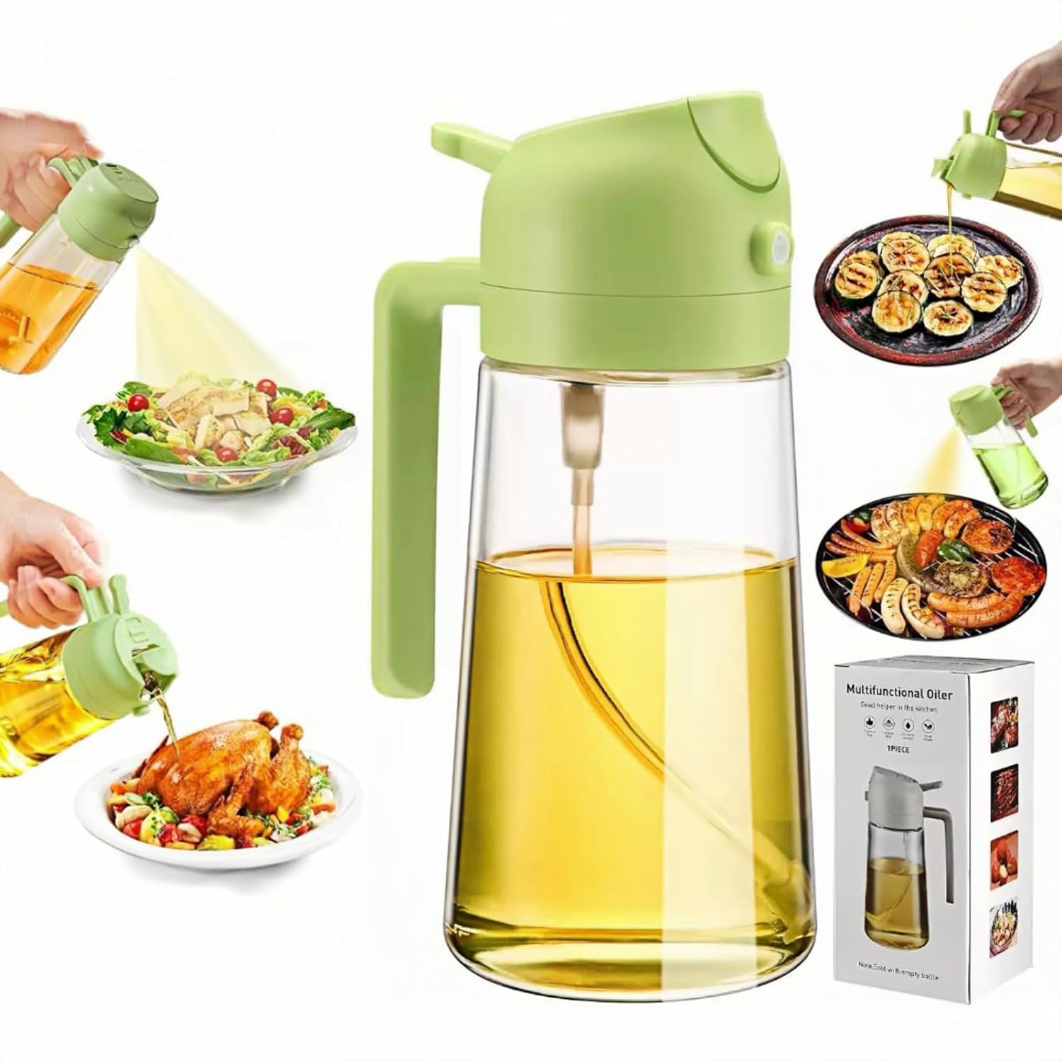 2-in-1 Olive Oil Dispenser & Sprayer – 500ml”